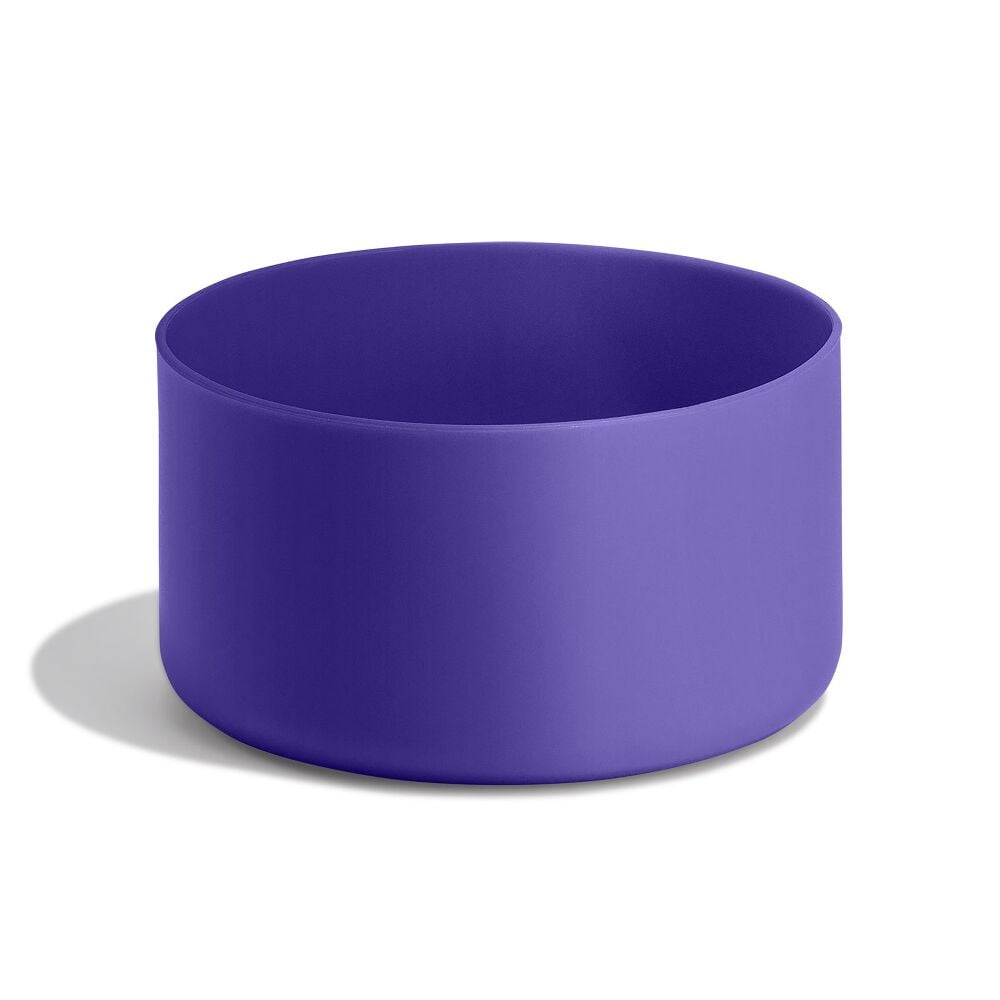 Simple cylindrical purple Hydro Flask container with smooth matte sides, open top, and slightly rounded rim. Minimalist modern design.