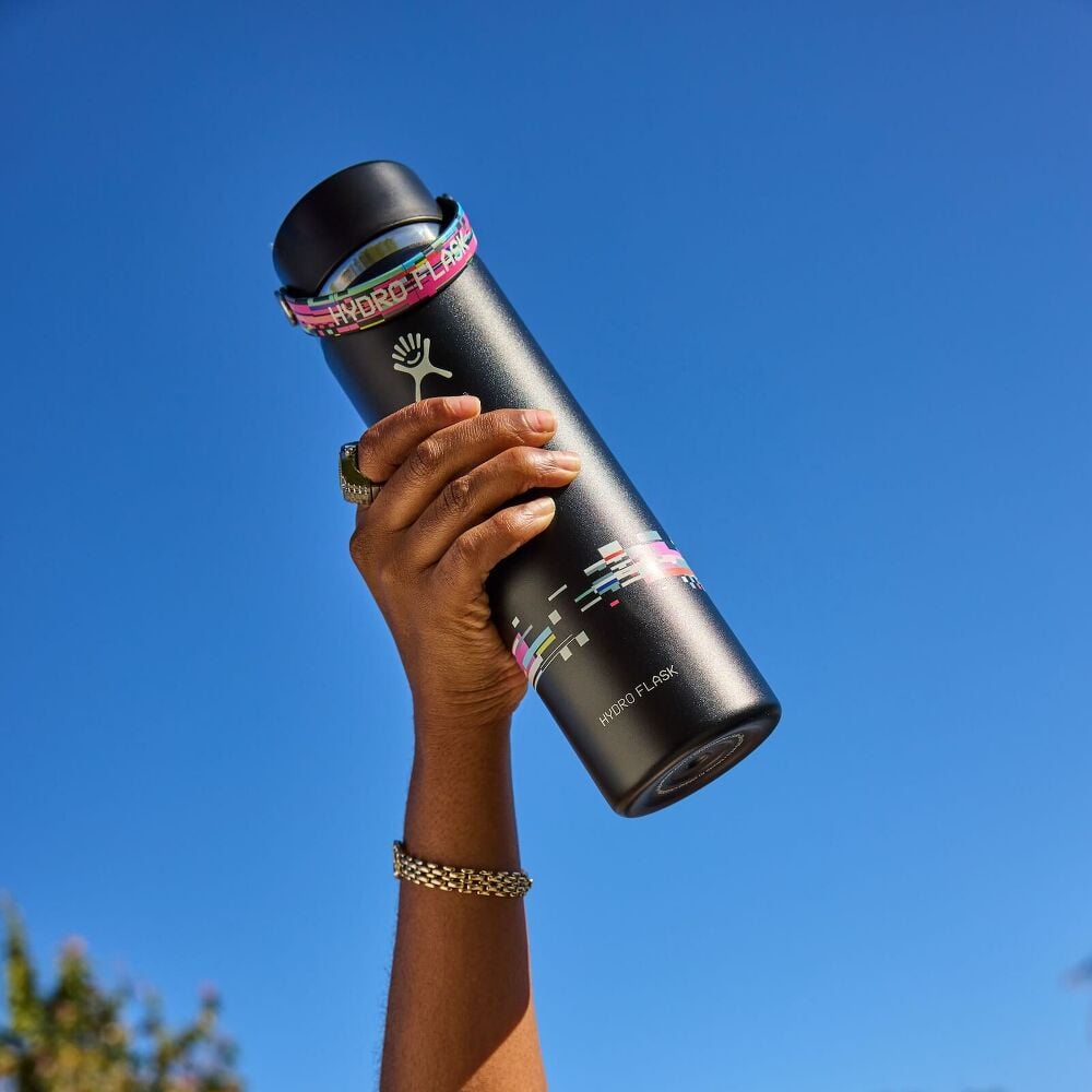Glitch Collection - 24 oz Bottle with Flex Straw Cap - Glitch Black