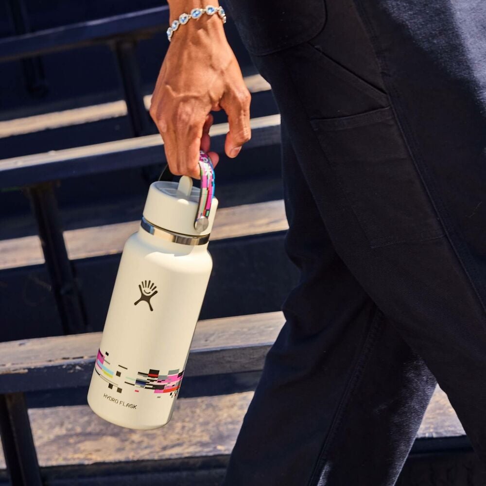 32 oz Wide Mouth with Flex Straw Cap - Glitch White