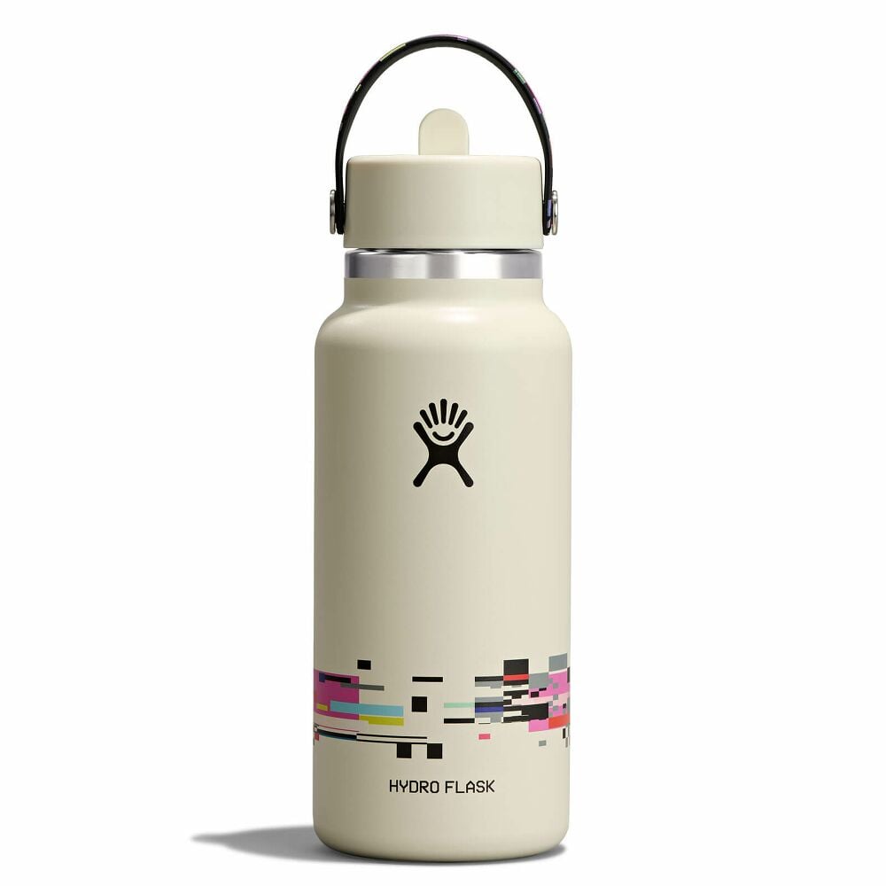 32 oz Wide Mouth with Flex Straw Cap - Glitch White