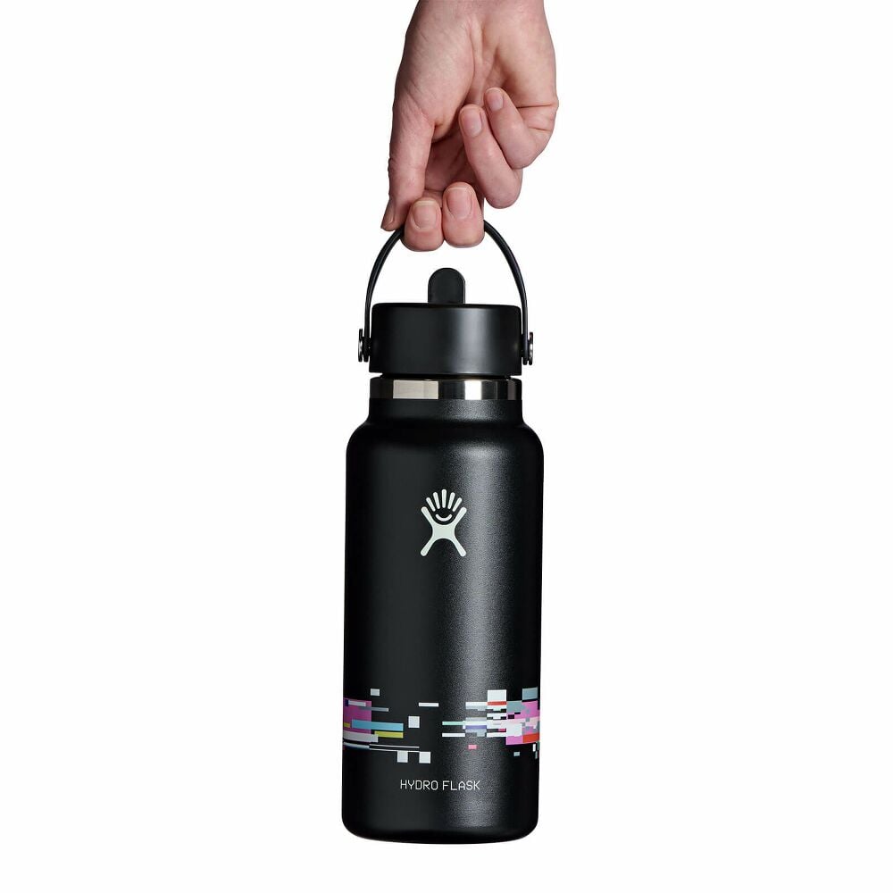 32 oz Wide Mouth with Flex Straw Cap - Glitch Black