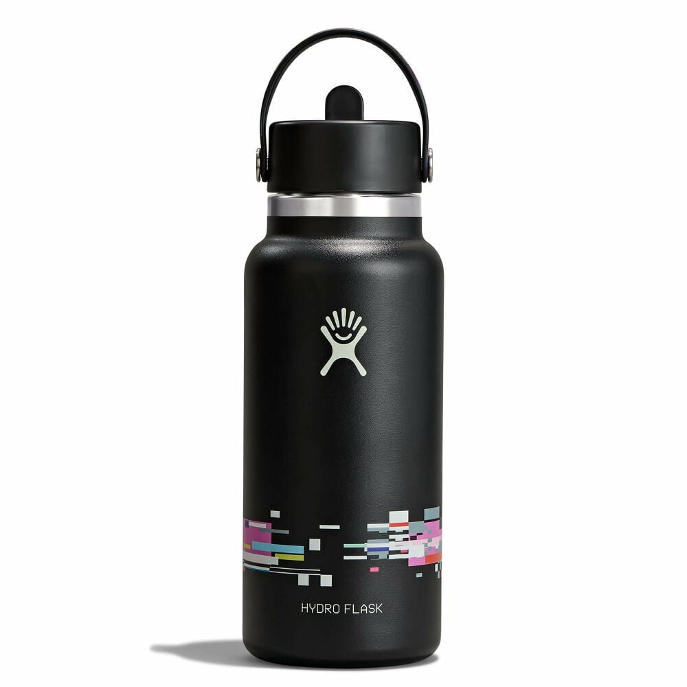 32 oz Wide Mouth with Flex Straw Cap - Glitch Black