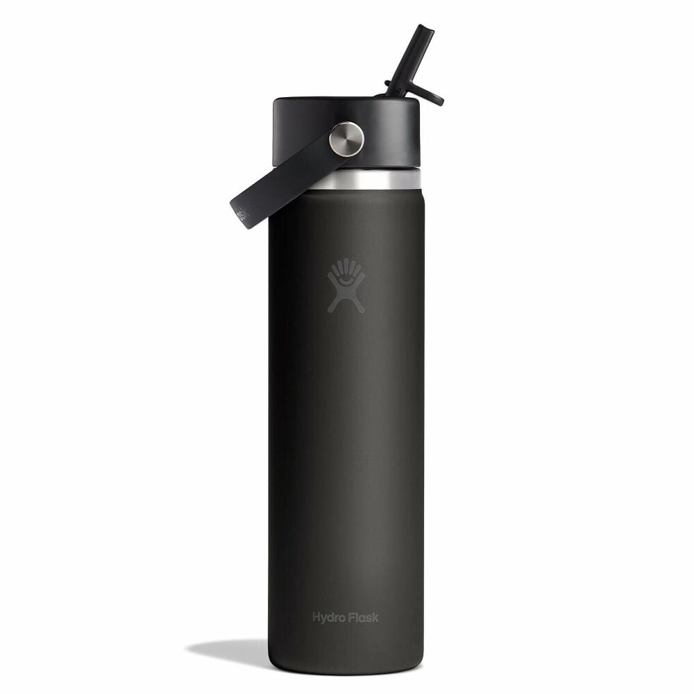 24 oz Wide Mouth with Flex Straw Cap - Black