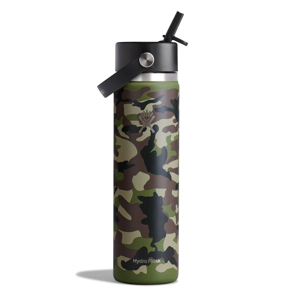 24 oz Wide Mouth with Flex Straw Cap - Woodland Camo