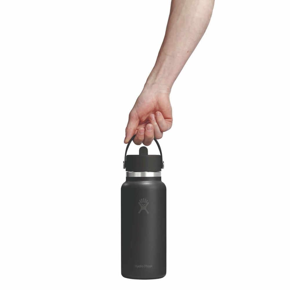 32 oz Wide Mouth with Flex Straw Cap - Black