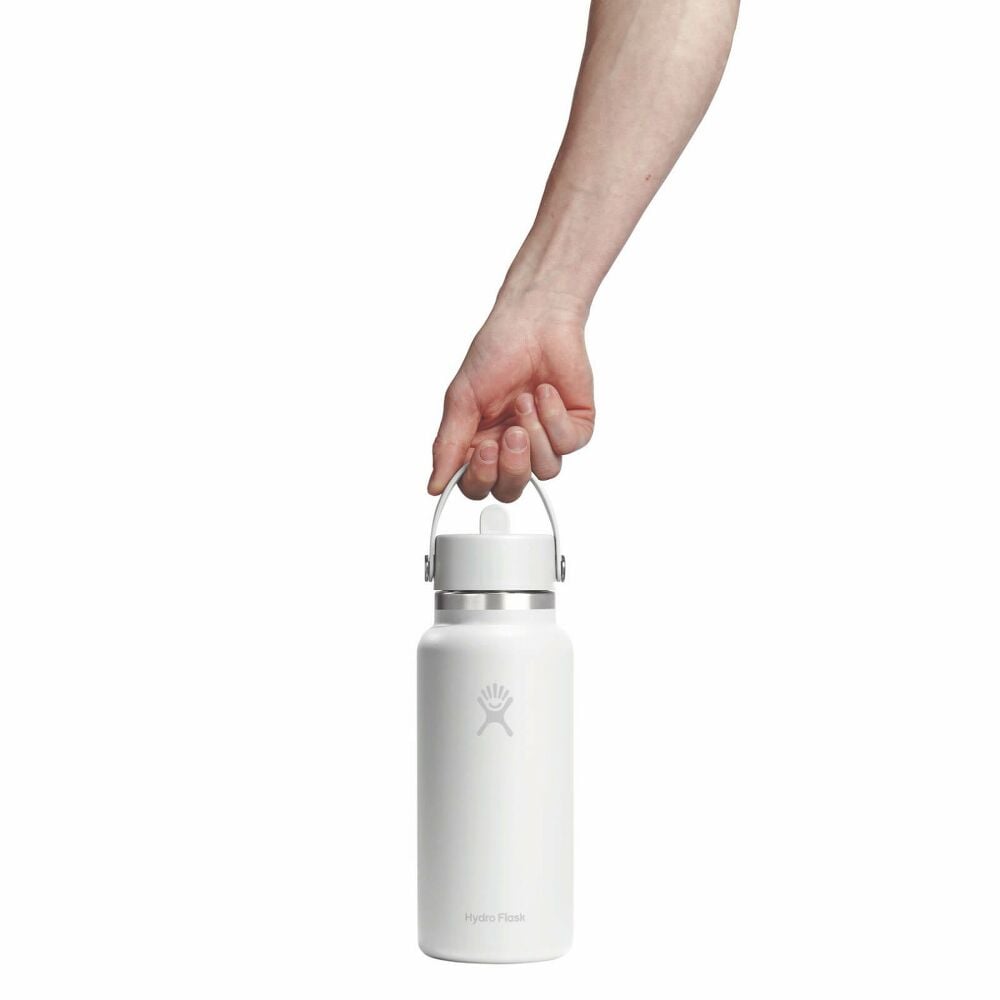 32 oz Wide Mouth with Flex Straw Cap - White