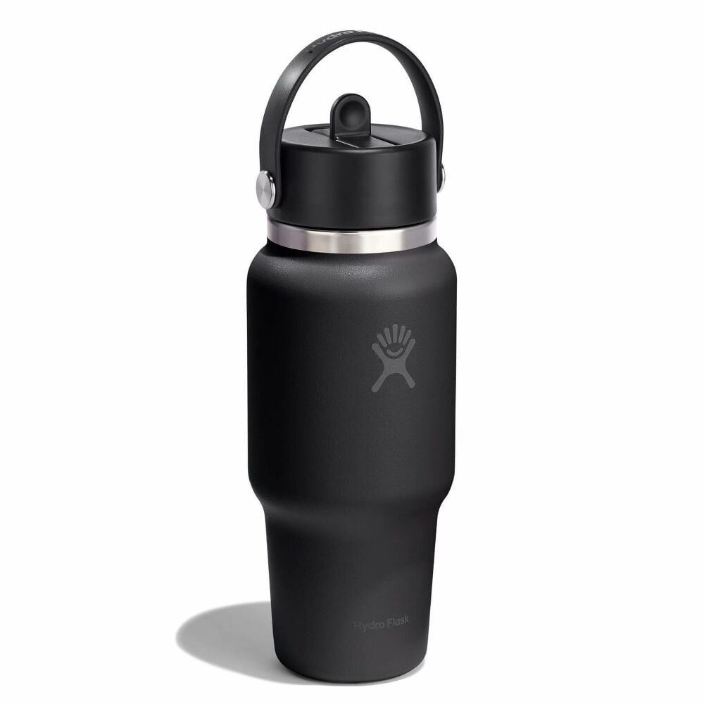 24 oz Travel Bottle with Flex Straw Cap - Black