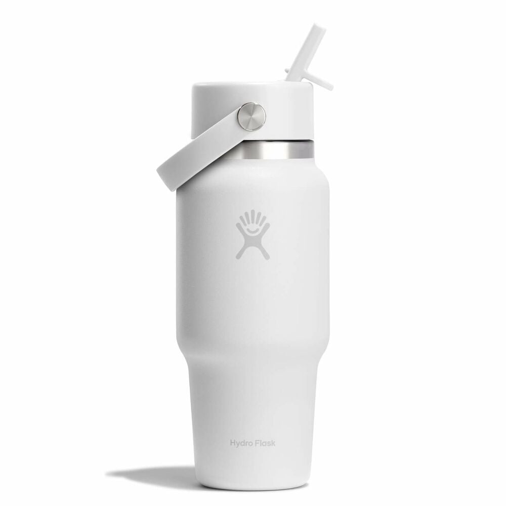 24 oz Travel Bottle with Flex Straw Cap - White