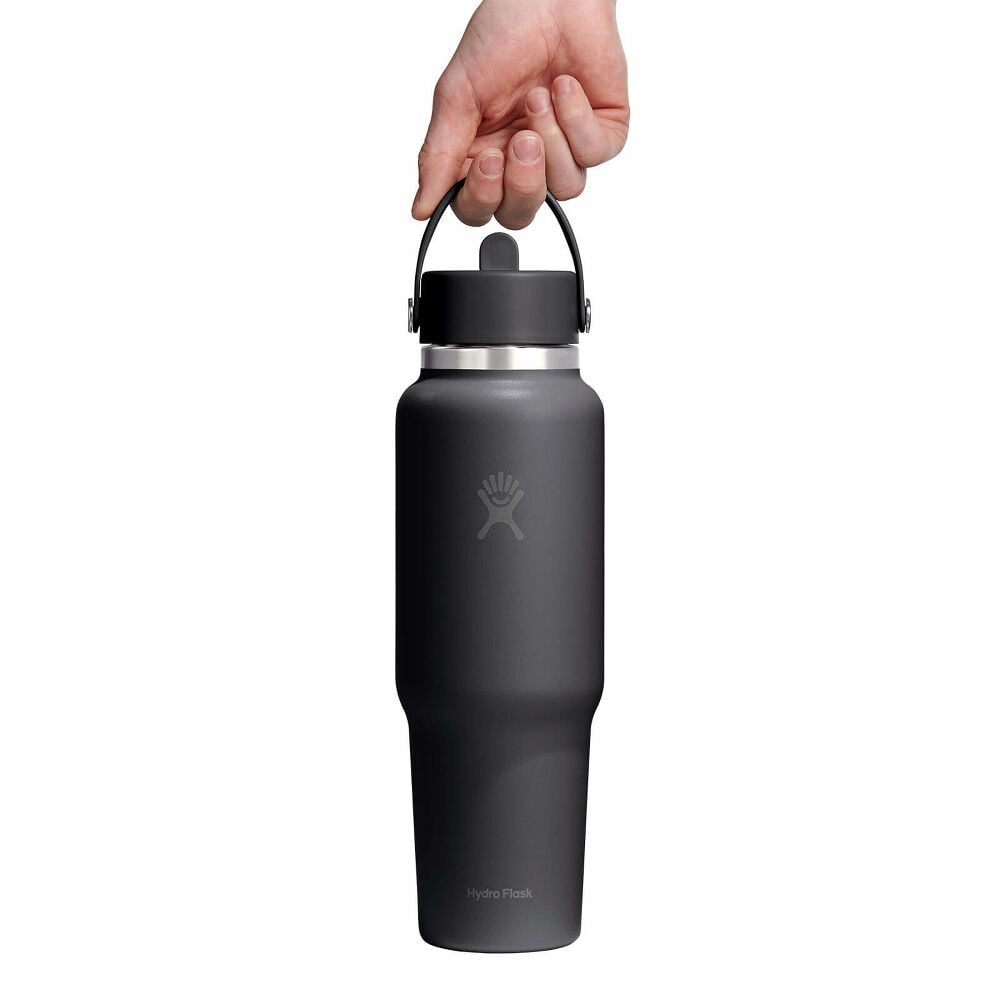 40 oz Travel Bottle with Flex Straw Cap - Black