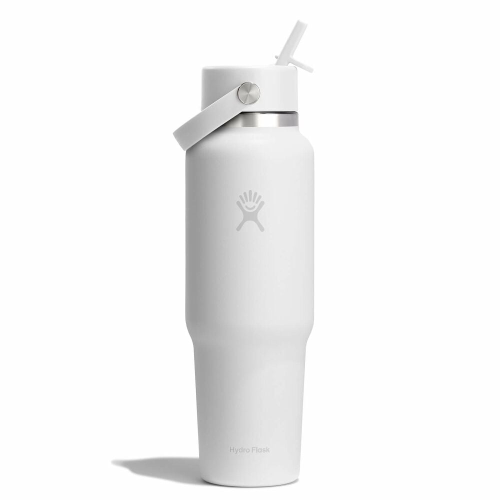 40 oz Travel Bottle with Flex Straw Cap - White