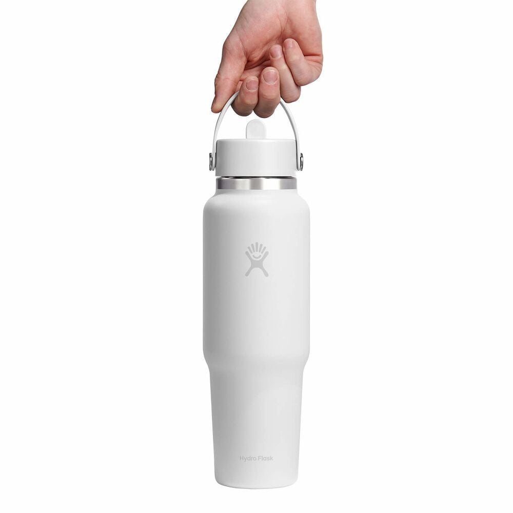 40 oz Travel Bottle with Flex Straw Cap - White